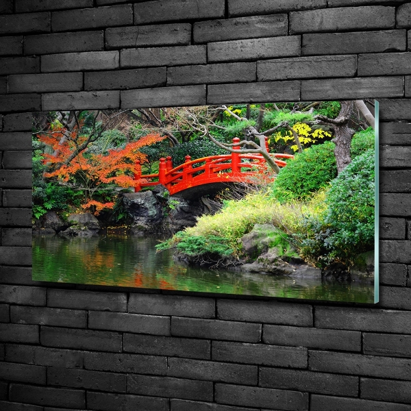 Schilderij glas Japanse tuin