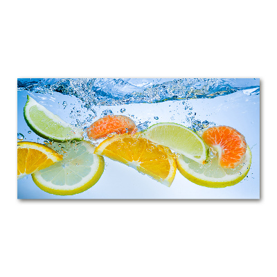 Schilderij op glas Citrusvruchten onder water
