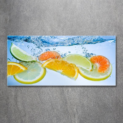 Schilderij op glas Citrusvruchten onder water