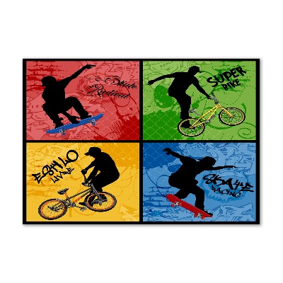 Schilderij glas Fiets en skateboard