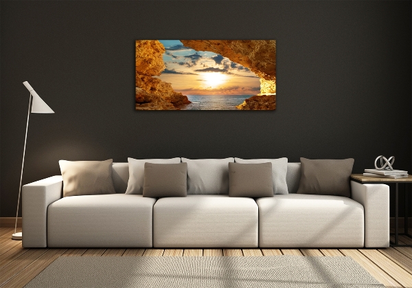 Schilderij glas Grot aan zee