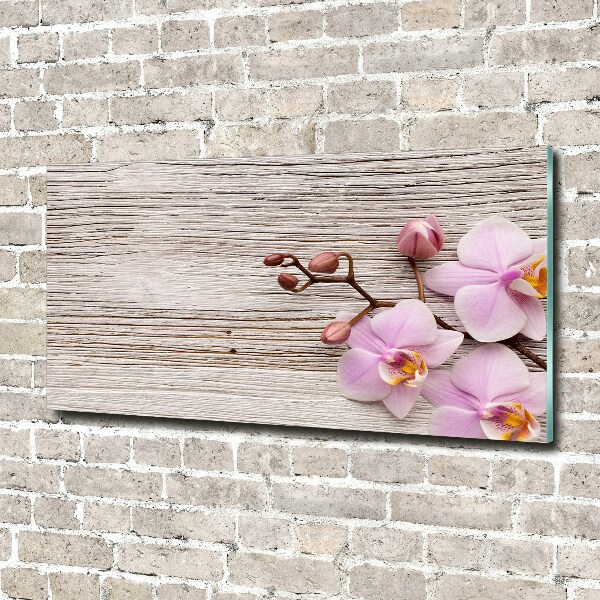 Schilderij op glas Orchidee op hout