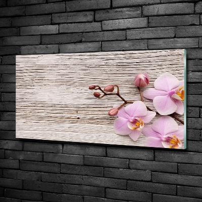 Schilderij op glas Orchidee op hout