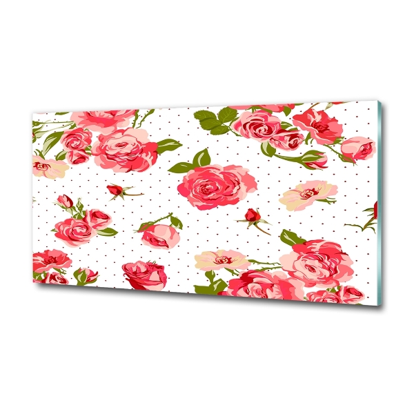 Schilderij glas Rozen