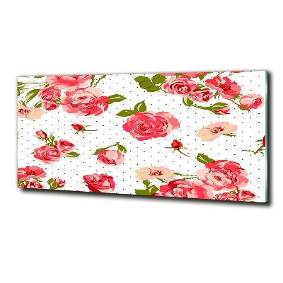 Schilderij glas Rozen