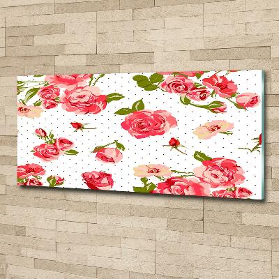 Schilderij glas Rozen