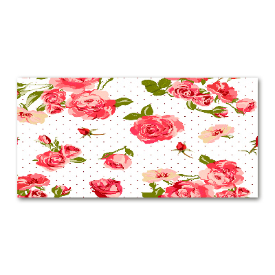 Schilderij glas Rozen