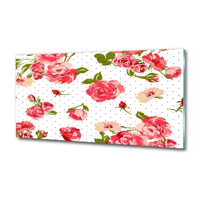 Schilderij glas Rozen