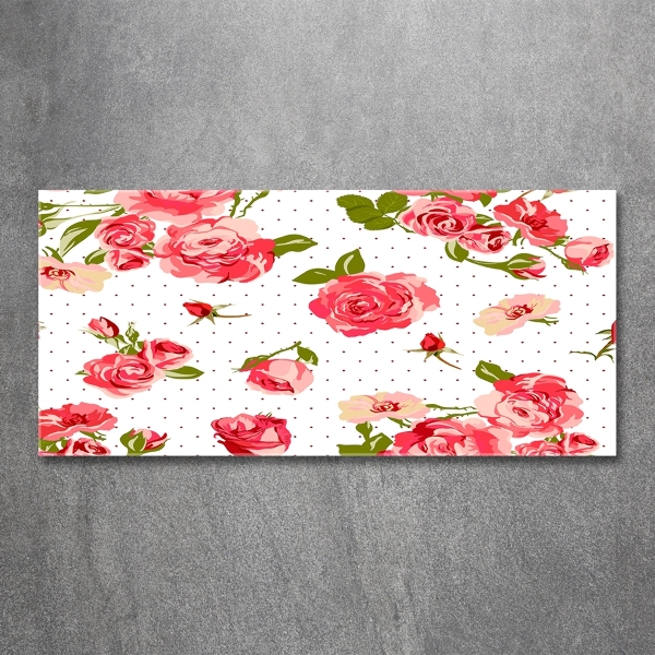 Schilderij glas Rozen