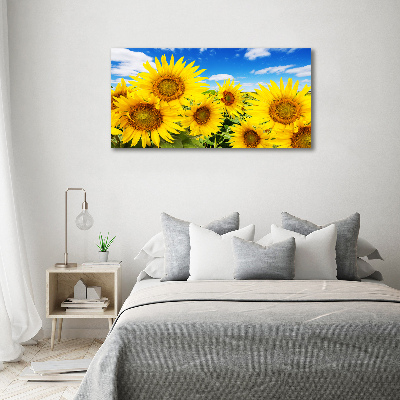 Schilderij glas Zonnebloemen