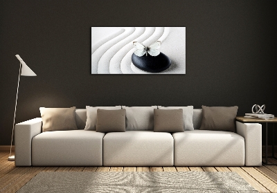 Schilderij glas Zensteen en vlinder
