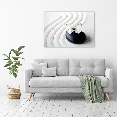 Schilderij glas Zensteen en vlinder