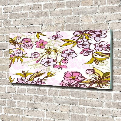 Glazen schilderij Kersenbloesems