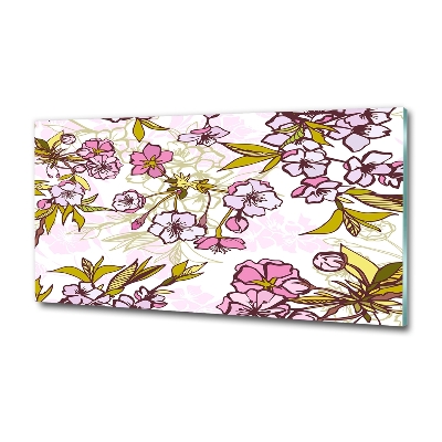 Glazen schilderij Kersenbloesems