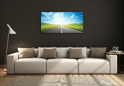 Glazen schilderij De weg door de weide