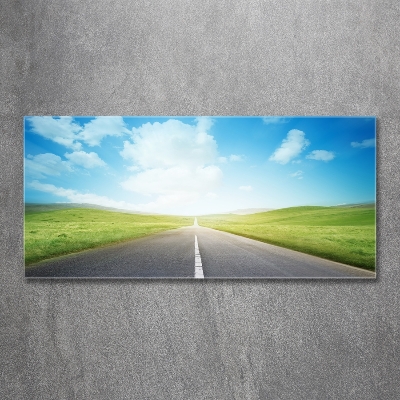 Glazen schilderij De weg door de weide