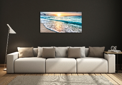 Foto schilderij op glas Zonsondergangstrand