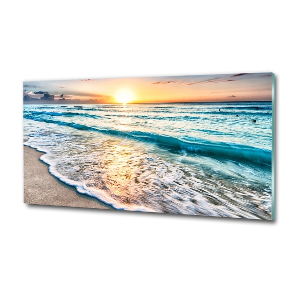 Foto schilderij op glas Zonsondergangstrand