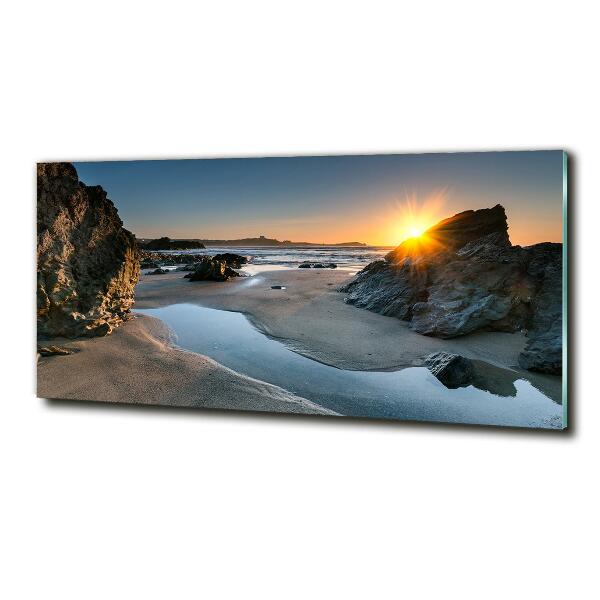 Schilderij op glas Rotsen op het strand