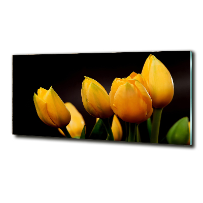 Schilderij op glas Gele tulpen