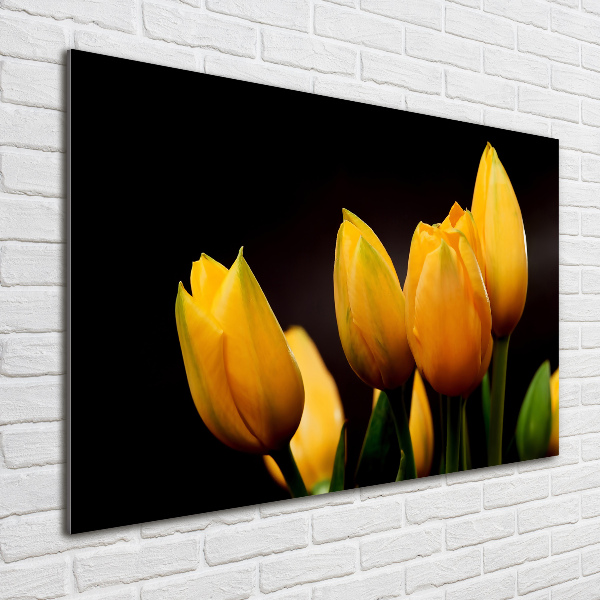 Schilderij op glas Gele tulpen