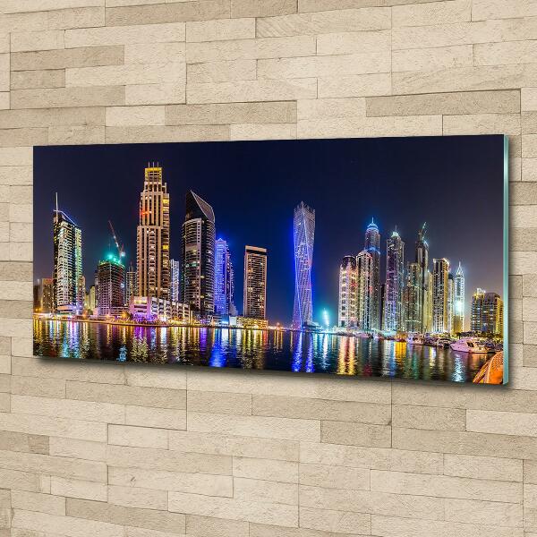 Schilderij op glas Dubai 's nachts