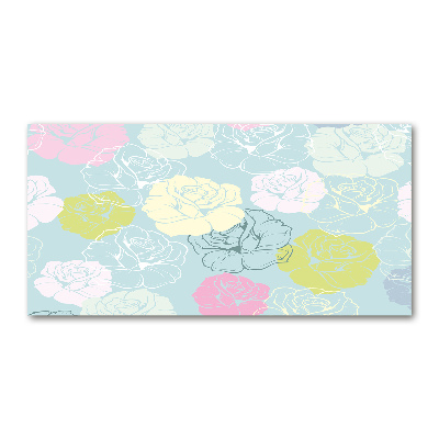 Schilderij glas Rozen