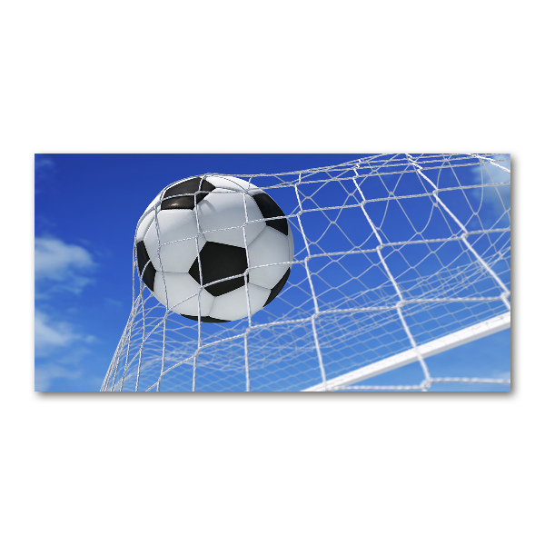Glazen schilderij De bal ligt in het doel.