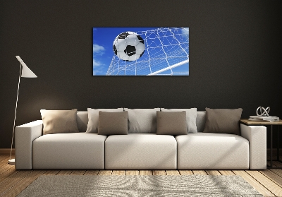 Glazen schilderij De bal ligt in het doel.