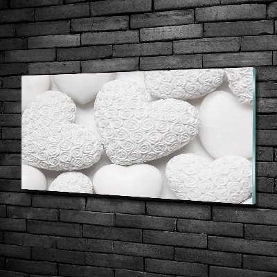 Schilderij op glas Witte hartachtergrond