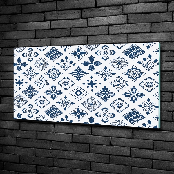 Foto schilderij op glas Bloemenpatroon