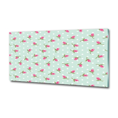 Schilderij op glas Rozenpatroon