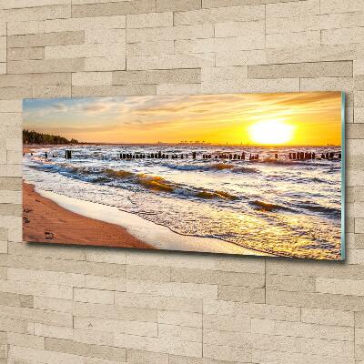 Foto schilderij op glas Zonsondergangstrand