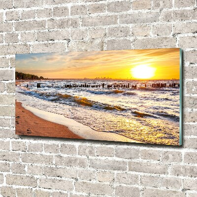 Foto schilderij op glas Zonsondergangstrand