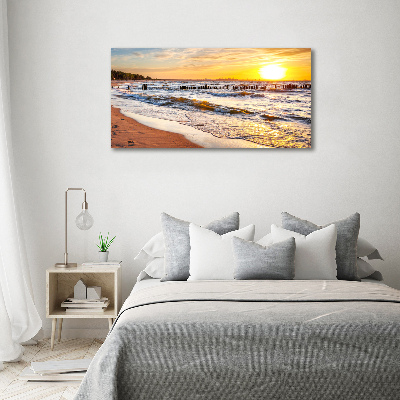 Foto schilderij op glas Zonsondergangstrand