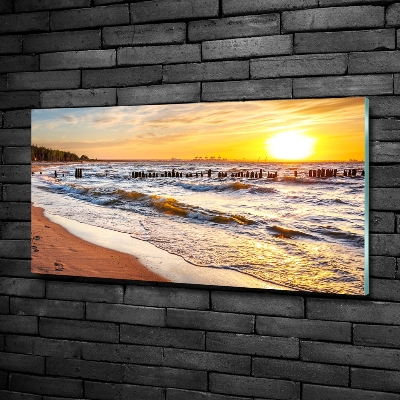Foto schilderij op glas Zonsondergangstrand