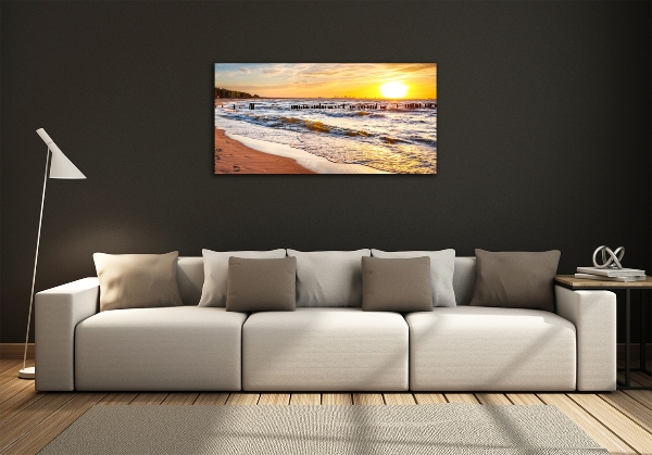Foto schilderij op glas Zonsondergangstrand