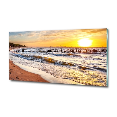Foto schilderij op glas Zonsondergangstrand