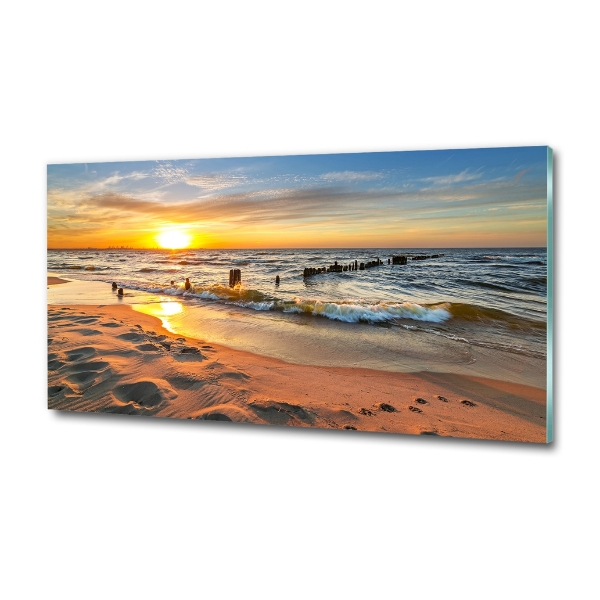 Schilderij op glas Zonsondergangstrand