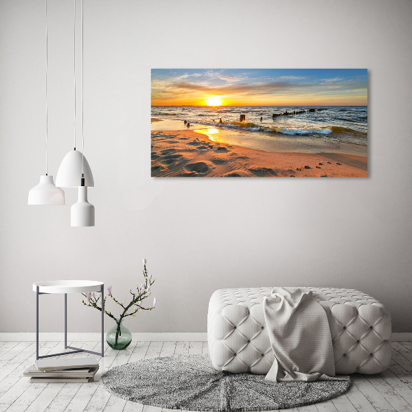 Schilderij op glas Zonsondergangstrand
