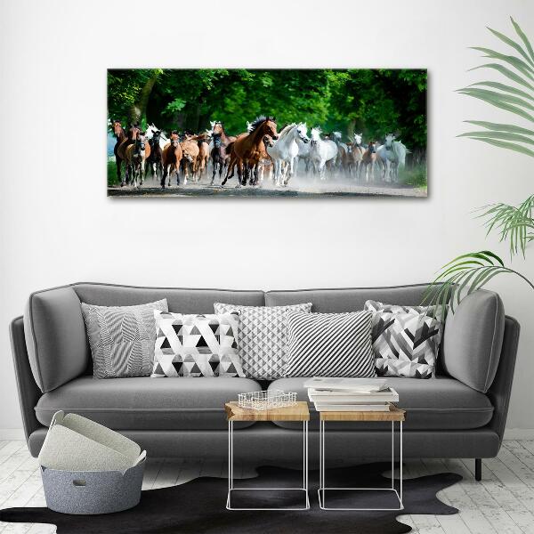 Schilderij op glas Paarden in galop