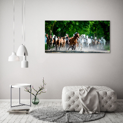Schilderij op glas Paarden in galop