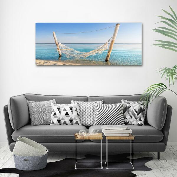 Schilderij glas Hangmat aan zee