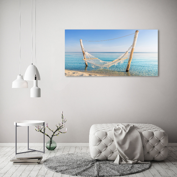 Schilderij glas Hangmat aan zee
