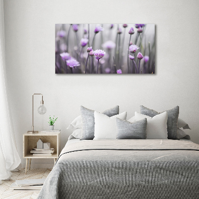 Schilderij op glas Bieslookbloemen