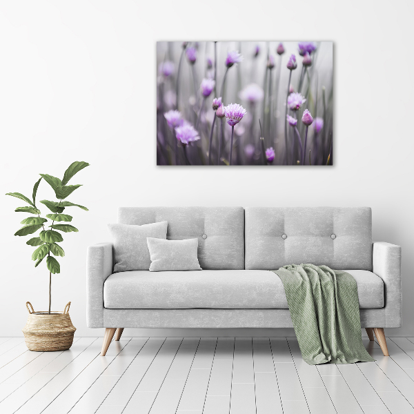Schilderij op glas Bieslookbloemen
