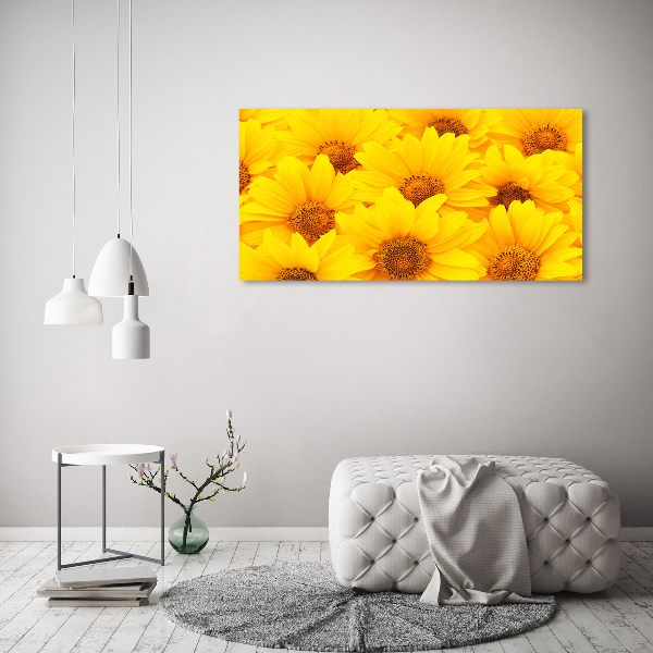 Schilderij glas Zonnebloemen