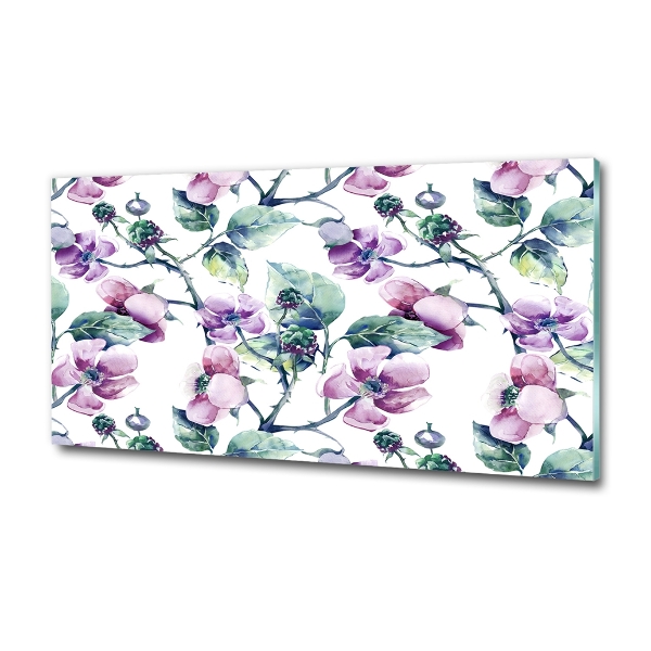 Glazen schilderij Braambloemen