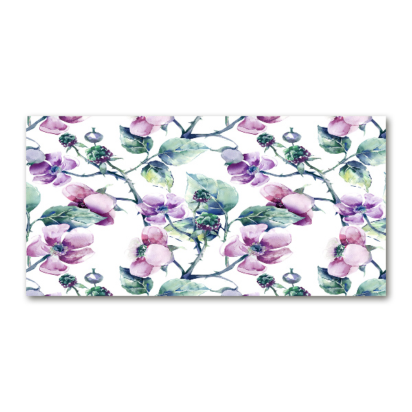 Glazen schilderij Braambloemen