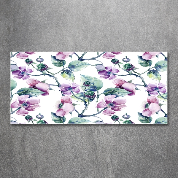 Glazen schilderij Braambloemen